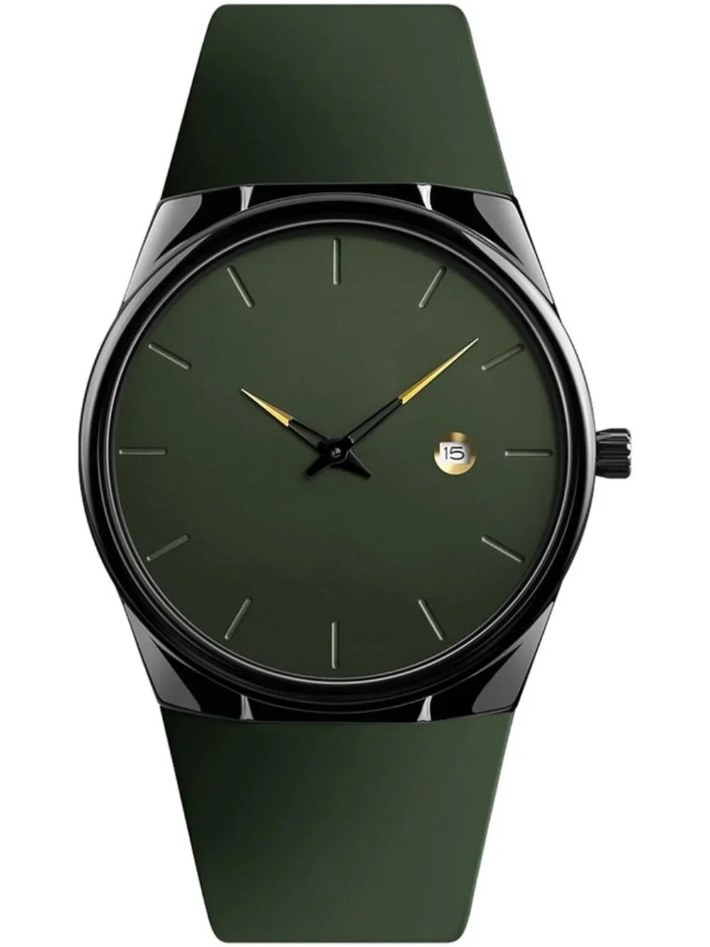 Men's Green Quartz Casual Silicone Strap 30m Water Resistant Sports Wrist Watch